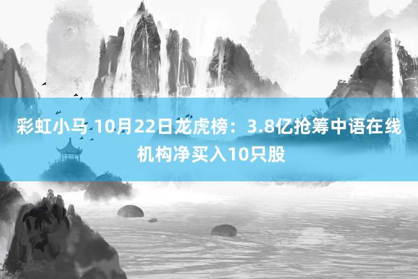 彩虹小马 10月22日龙虎榜:3.8亿抢筹中语在线 机构净买入10只股