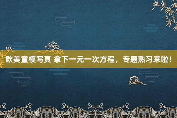 欧美童模写真 拿下一元一次方程，专题熟习来啦！