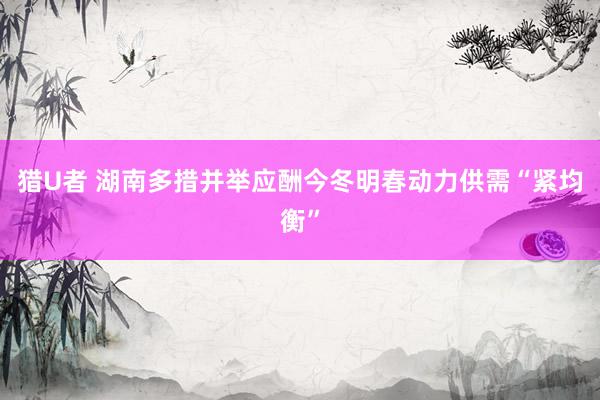 猎U者 湖南多措并举应酬今冬明春动力供需“紧均衡”