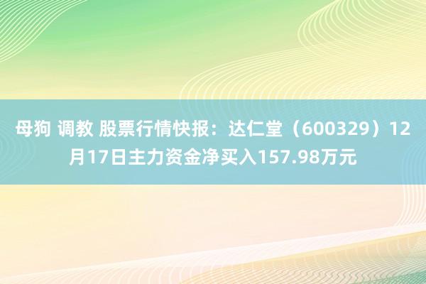 母狗 调教 股票行情快报：达仁堂（600329）12月17日主力资金净买入157.98万元