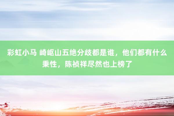 彩虹小马 崎岖山五绝分歧都是谁，他们都有什么秉性，陈祯祥尽然也上榜了
