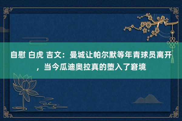 自慰 白虎 吉文：曼城让帕尔默等年青球员离开，当今瓜迪奥拉真的堕入了窘境