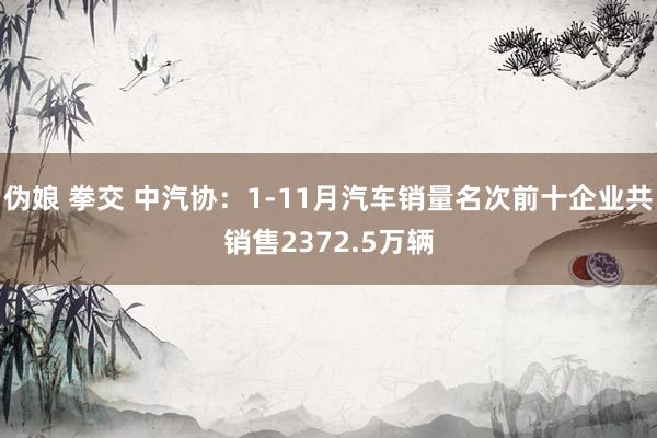伪娘 拳交 中汽协：1-11月汽车销量名次前十企业共销售2372.5万辆