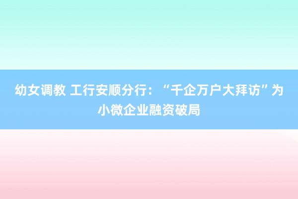 幼女调教 工行安顺分行：“千企万户大拜访”为小微企业融资破局