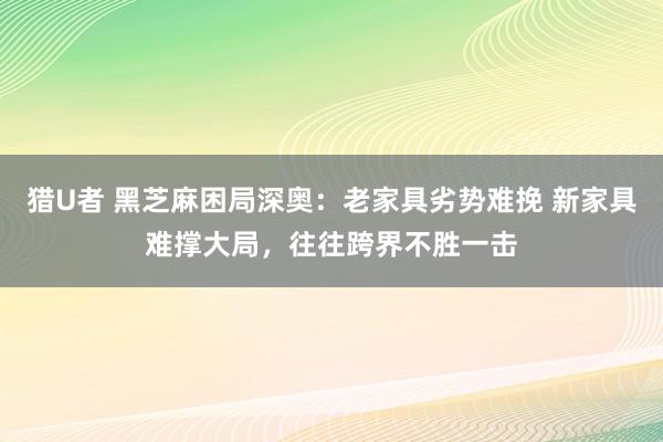 猎U者 黑芝麻困局深奥：老家具劣势难挽 新家具难撑大局，往往跨界不胜一击