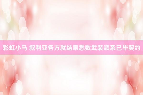 彩虹小马 叙利亚各方就结果悉数武装派系已毕契约