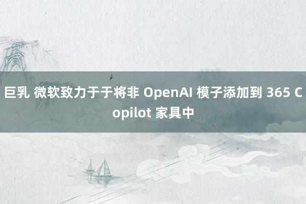 巨乳 微软致力于于将非 OpenAI 模子添加到 365 Copilot 家具中