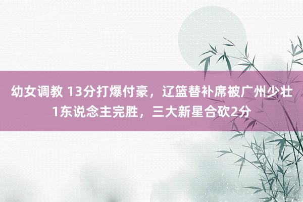 幼女调教 13分打爆付豪，辽篮替补席被广州少壮1东说念主完胜，三大新星合砍2分
