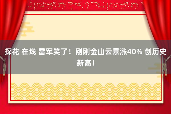 探花 在线 雷军笑了！刚刚金山云暴涨40% 创历史新高！