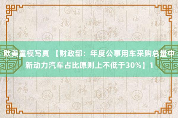 欧美童模写真 【财政部：年度公事用车采购总量中新动力汽车占比原则上不低于30%】1