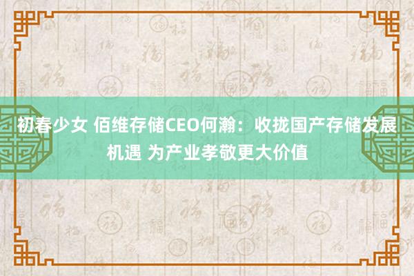 初春少女 佰维存储CEO何瀚：收拢国产存储发展机遇 为产业孝敬更大价值