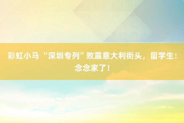 彩虹小马 “深圳专列”败露意大利街头，留学生：念念家了！