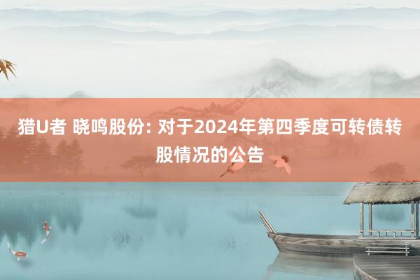 猎U者 晓鸣股份: 对于2024年第四季度可转债转股情况的公告