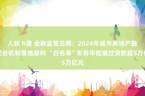 人妖 h漫 金融监管总局：2024年城市房地产融资配合机制落地顺利 “白名单”形势审批通过贷款超5万亿元