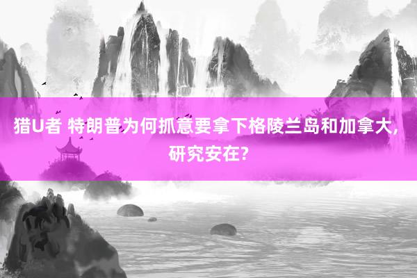 猎U者 特朗普为何抓意要拿下格陵兰岛和加拿大， 研究安在?