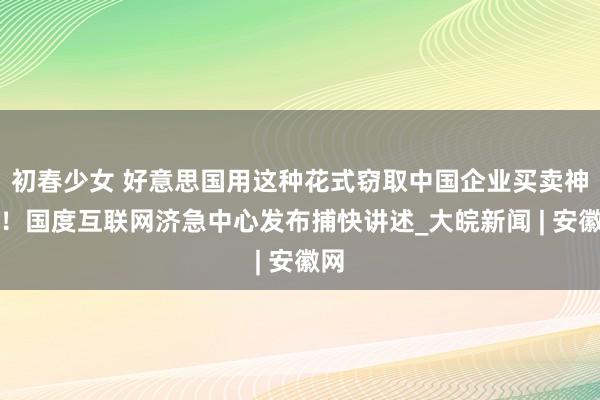 初春少女 好意思国用这种花式窃取中国企业买卖神秘！国度互联网济急中心发布捕快讲述_大皖新闻 | 安徽网