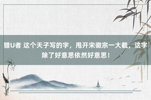 猎U者 这个天子写的字，甩开宋徽宗一大截，这字除了好意思依然好意思！