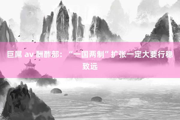 巨屌 av 酬酢部：“一国两制”扩张一定大要行稳致远