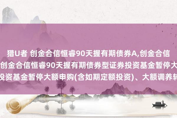 猎U者 创金合信恒睿90天握有期债券A，创金合信恒睿90天握有期债券C: 创金合信恒睿90天握有期债券型证券投资基金暂停大额申购(含如期定额投资)、大额调养转入业务的公告