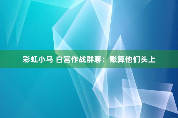 彩虹小马 白宫作战群聊：账算他们头上
