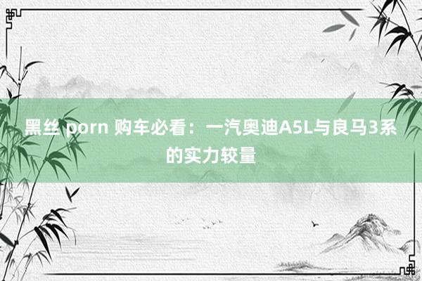 黑丝 porn 购车必看：一汽奥迪A5L与良马3系的实力较量