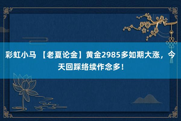 彩虹小马 【老夏论金】黄金2985多如期大涨，今天回踩络续作念多！