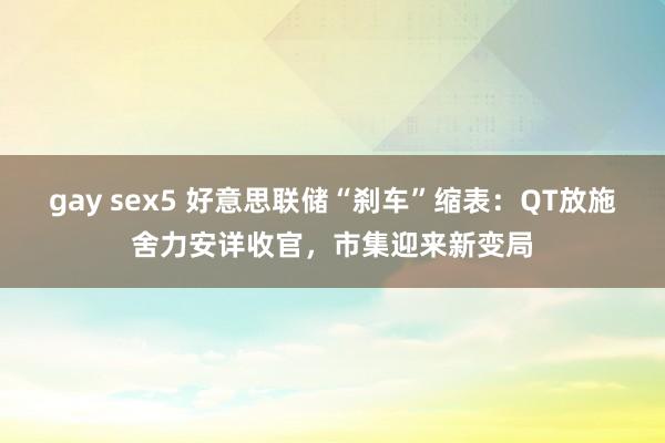 gay sex5 好意思联储“刹车”缩表：QT放施舍力安详收官，市集迎来新变局