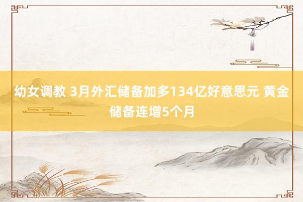 幼女调教 3月外汇储备加多134亿好意思元 黄金储备连增5个月