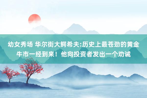 幼女秀场 华尔街大鳄希夫:历史上最苍劲的黄金牛市一经到来！他向投资者发出一个劝诫