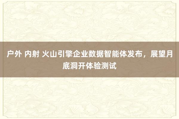 户外 内射 火山引擎企业数据智能体发布，展望月底洞开体验测试