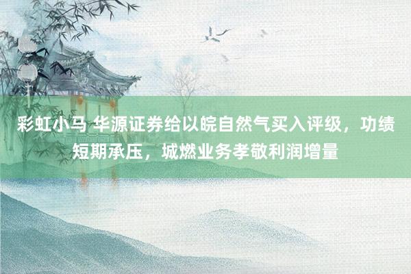 彩虹小马 华源证券给以皖自然气买入评级，功绩短期承压，城燃业务孝敬利润增量