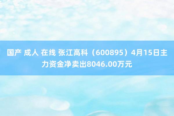 国产 成人 在线 张江高科（600895）4月15日主力资金净卖出8046.00万元
