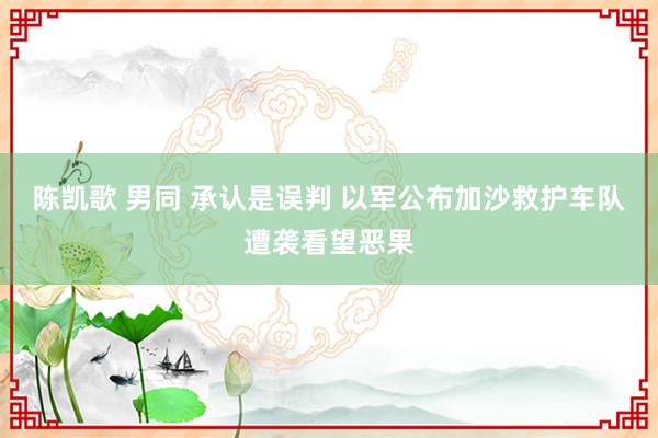 陈凯歌 男同 承认是误判 以军公布加沙救护车队遭袭看望恶果