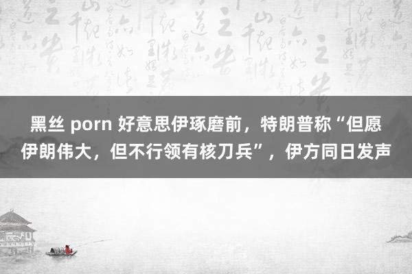 黑丝 porn 好意思伊琢磨前，特朗普称“但愿伊朗伟大，但不行领有核刀兵”，伊方同日发声