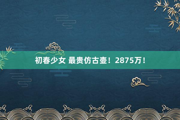 初春少女 最贵仿古壶！2875万！