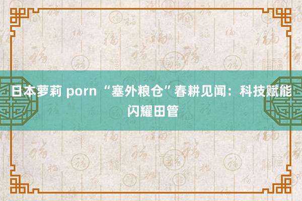 日本萝莉 porn “塞外粮仓”春耕见闻：科技赋能 闪耀田管