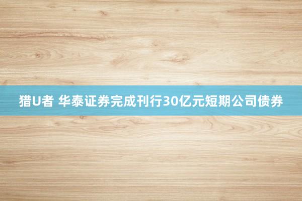 猎U者 华泰证券完成刊行30亿元短期公司债券